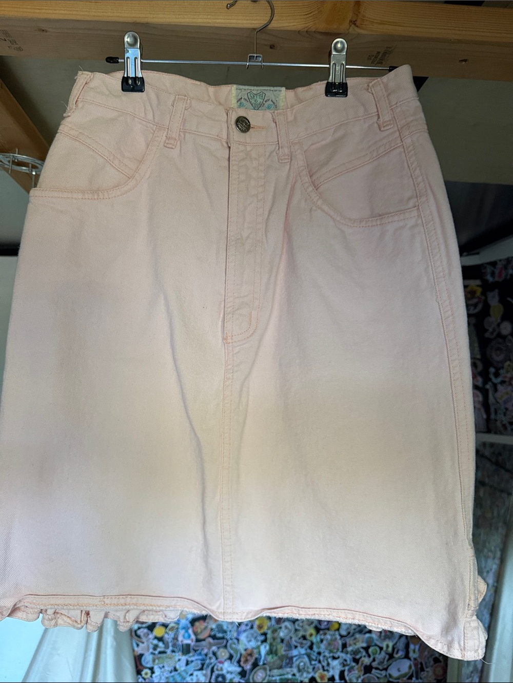 Soft Pale Pink Mini Skirt with Ruffle Hem